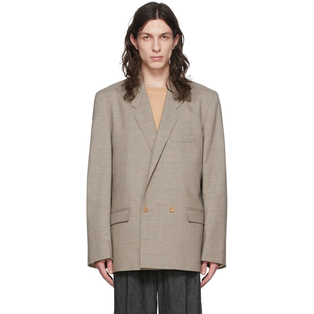 Lemaire Double Breasted Blazer 46 36 S Unisex Beige Gray Oversized $870
